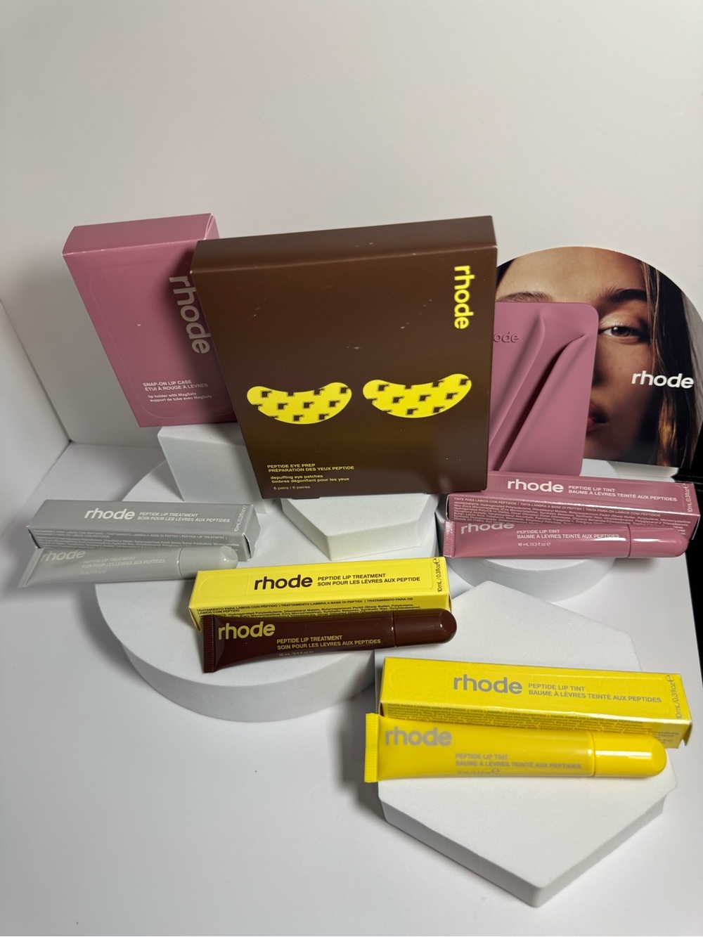 rhode Banana Lip BUNDLE Pretzel Lemontini Lip Treatment Eye Patches + Phone Case